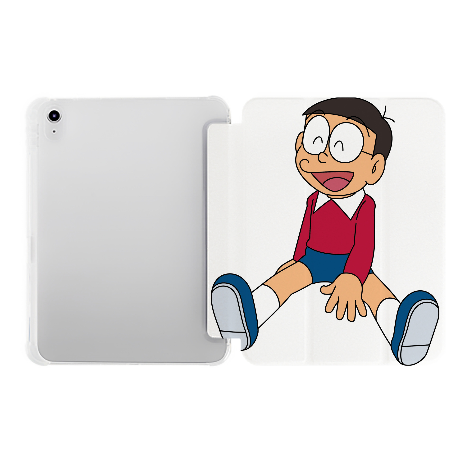 （画像用） ドラえもん 野比 のび太 Doraemon Nobita Nobi IPad ケース ペン収納付き 三つ折りスタンド PUレザー×シリコン 対応機種9.5/10.5/10.9インチ